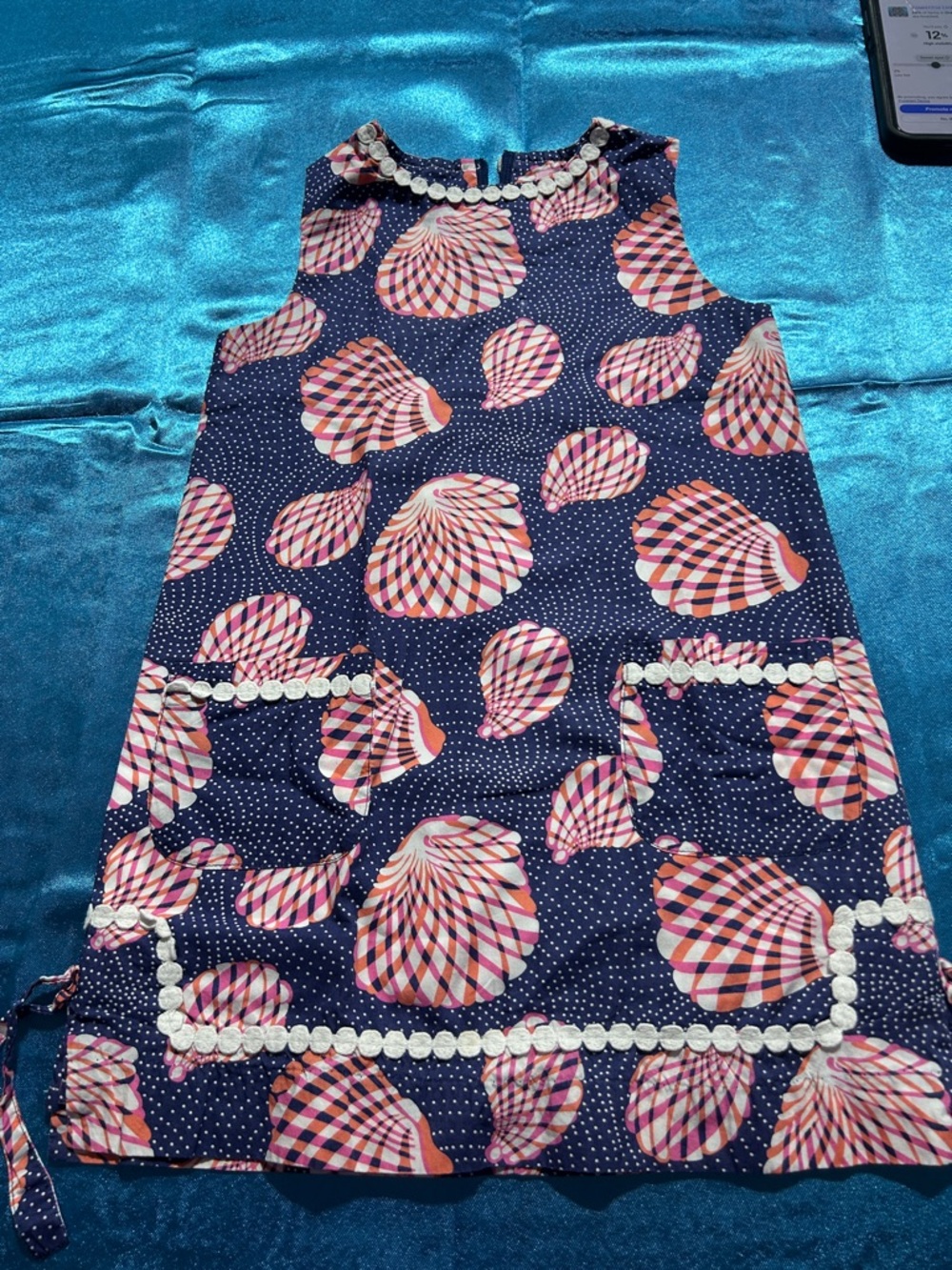 Lilly Pulitzer Navy Shell-Pattern Shift Dress with Pink and White Accents